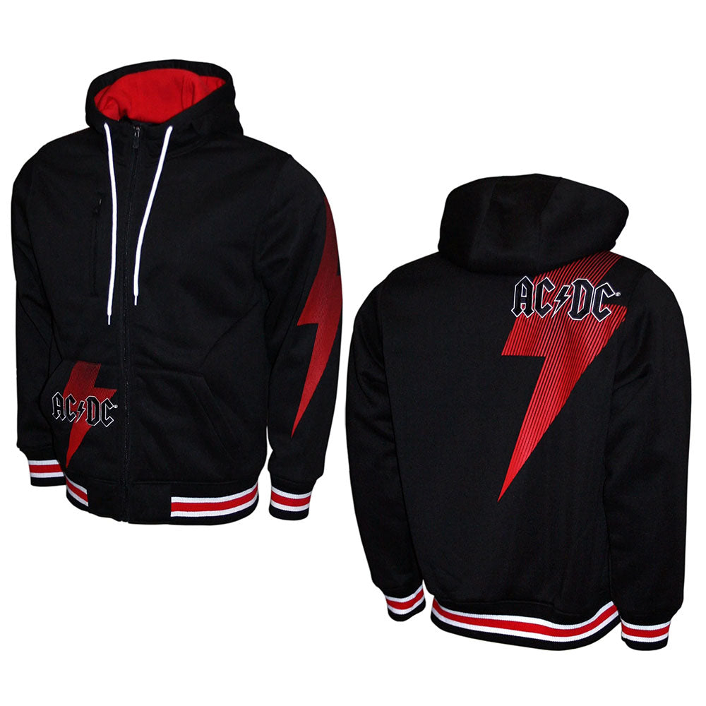 AC/DC - (Back in Black 45周年 ) - BOLT BLACK DOUBLE KNIT HOODIE / ジップ